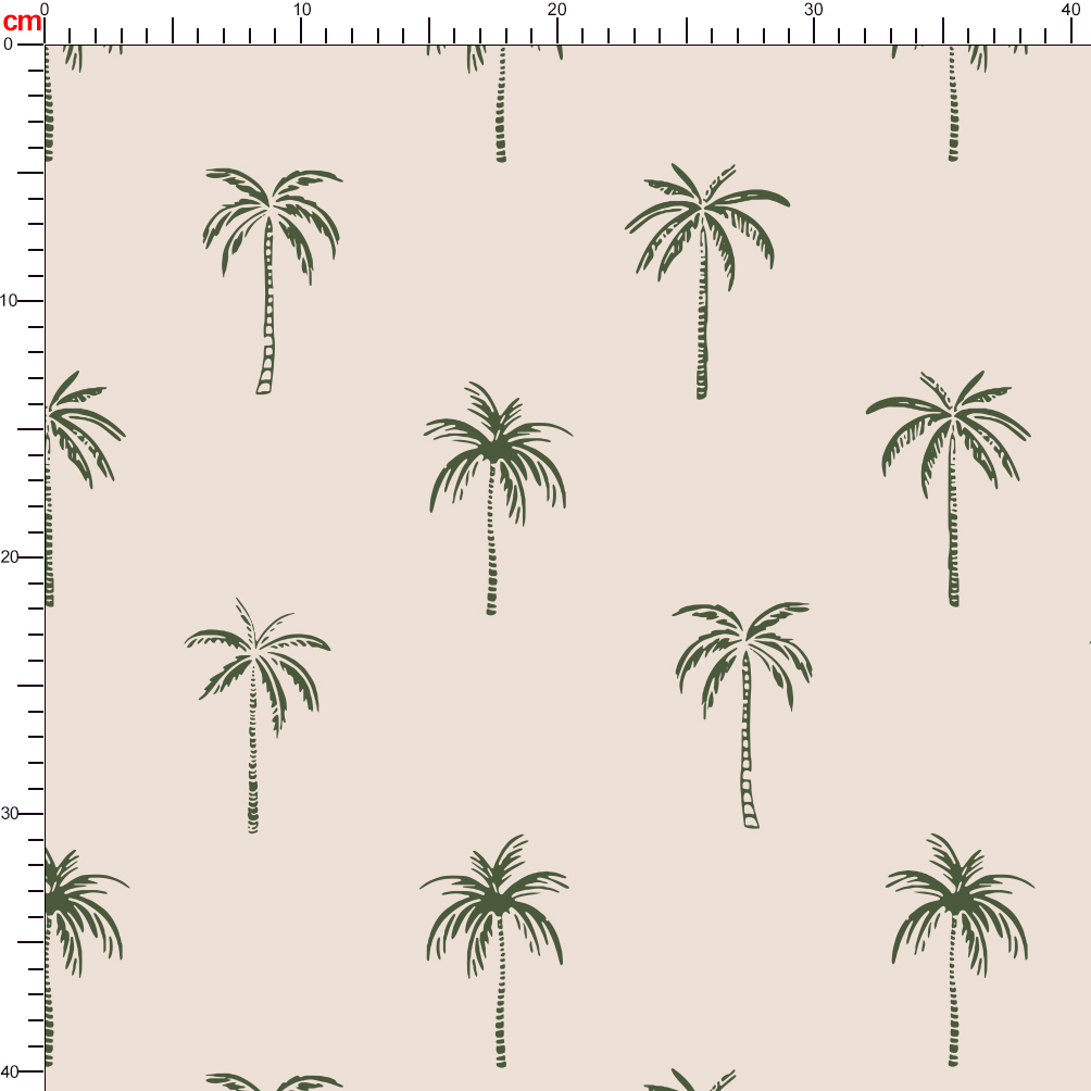Vintage Hand Drawn Liberty Floral fabric with Palm Tree On a Light Background - Custom Print Fabrics
