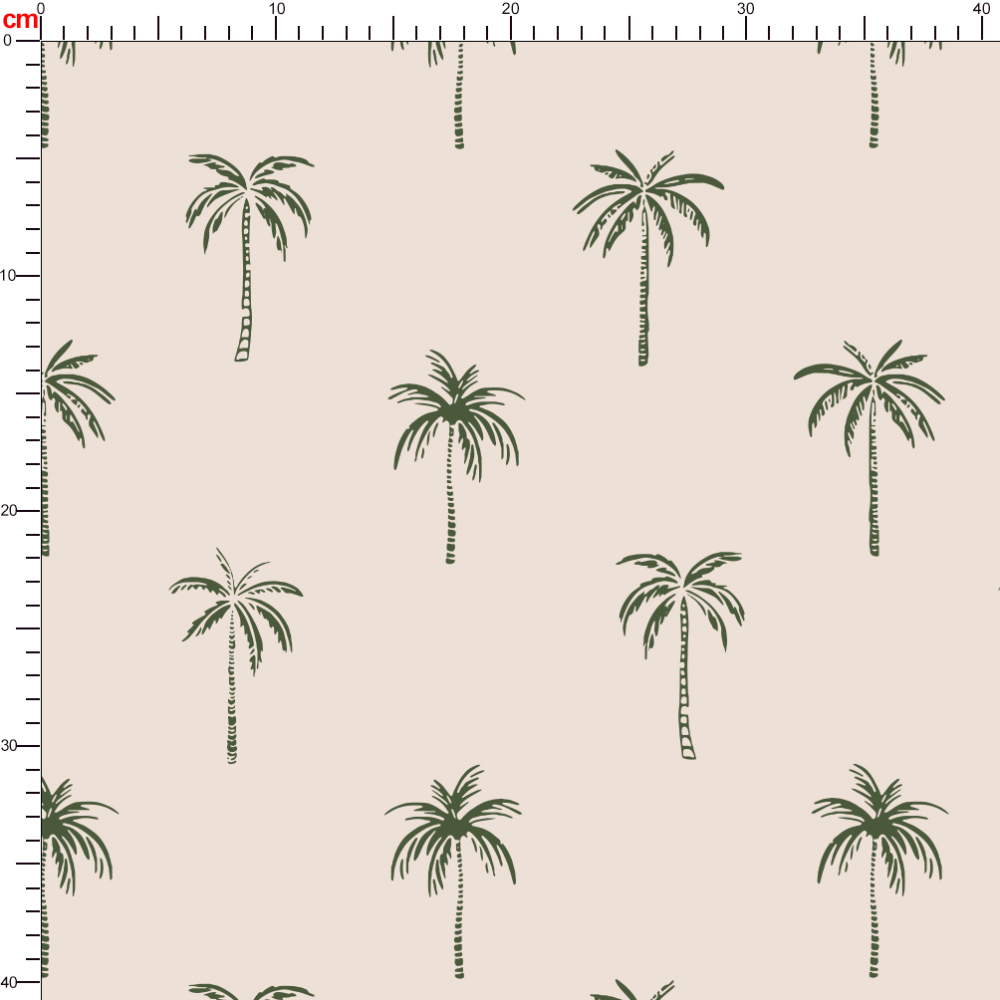Vintage Hand Drawn Liberty Floral fabric with Palm Tree On a Light Background - Custom Print Fabrics