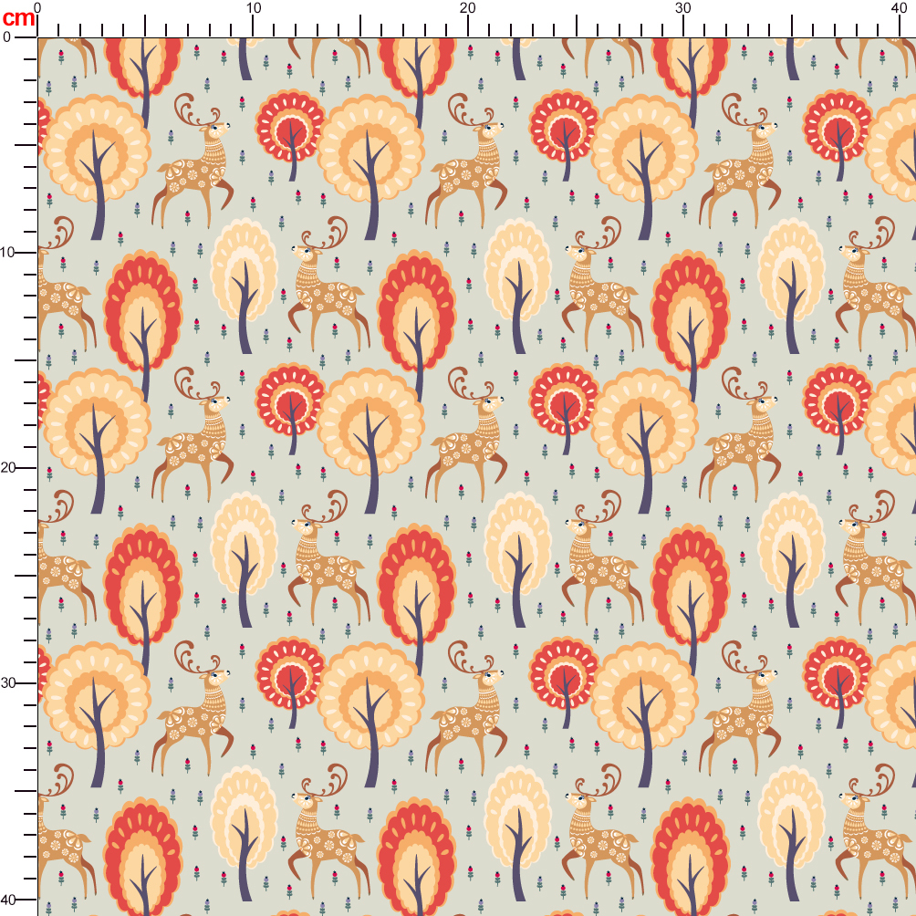 Decorative Folk Style Deer Seamless Pattern | Custom Print Fabrics