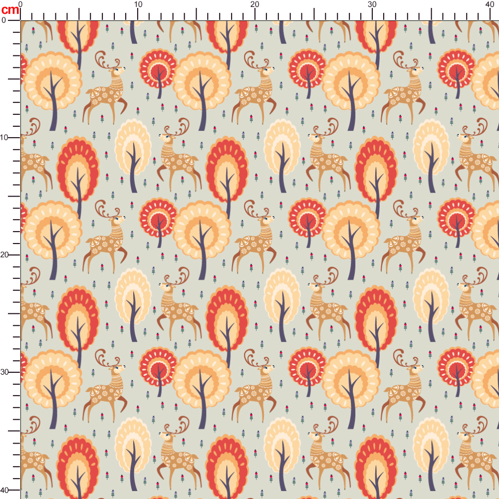 Decorative Folk Style Deer Seamless Pattern | Custom Print Fabrics