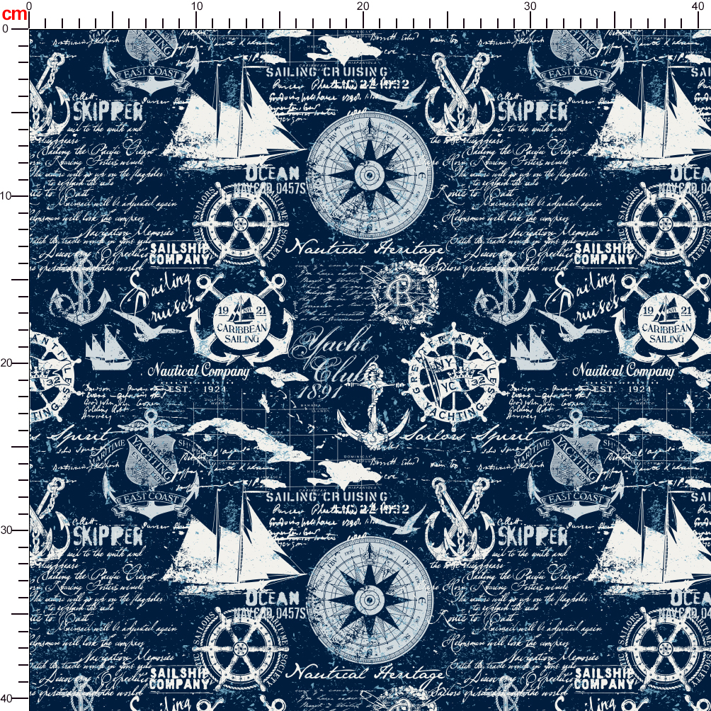 Sailing Cruises Nautical Elements Seamless Pattern Fabric - Personalized Prints