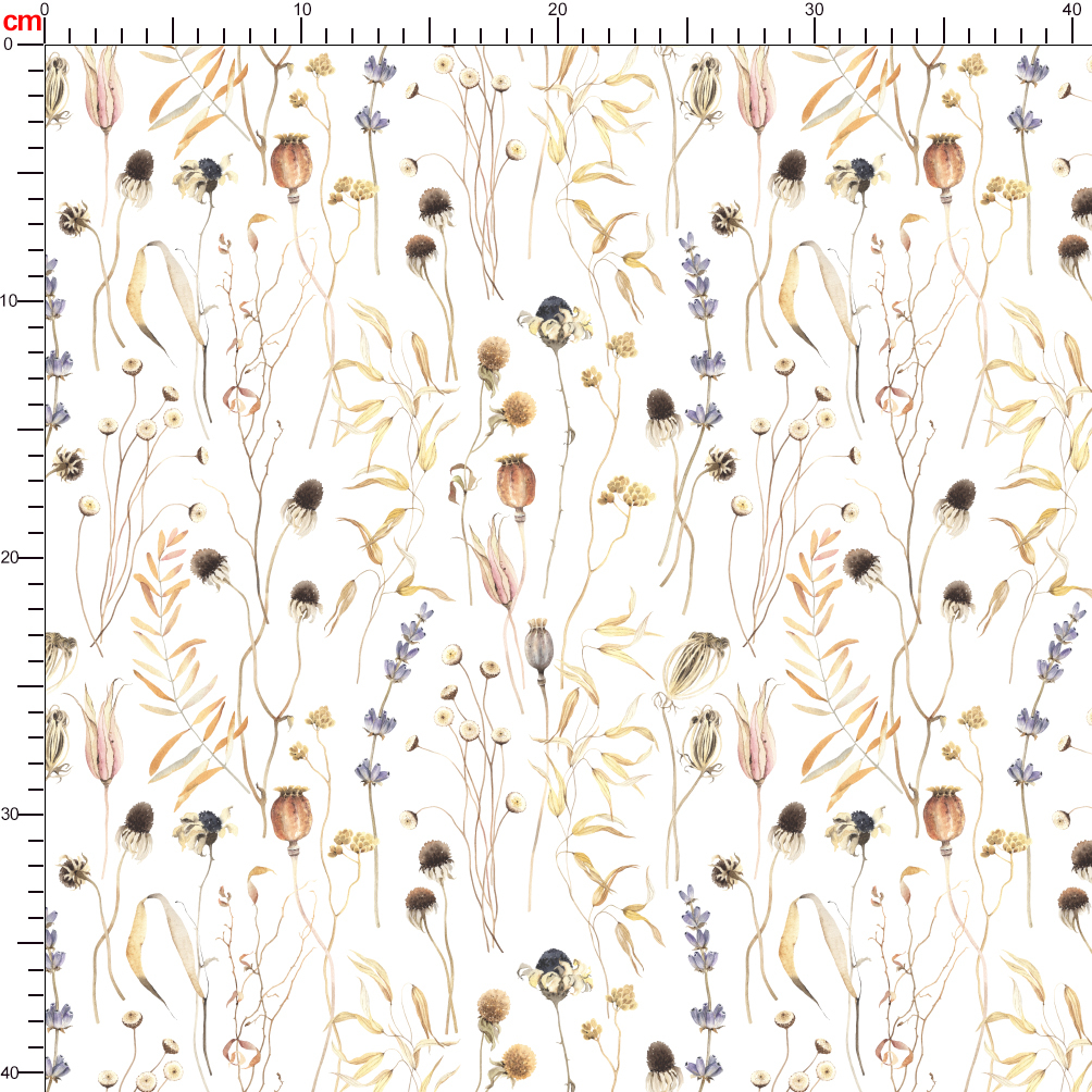 Seamless Wild Floral Pattern With Different Branches Leaves And Flowers - Custom Print Fabrics