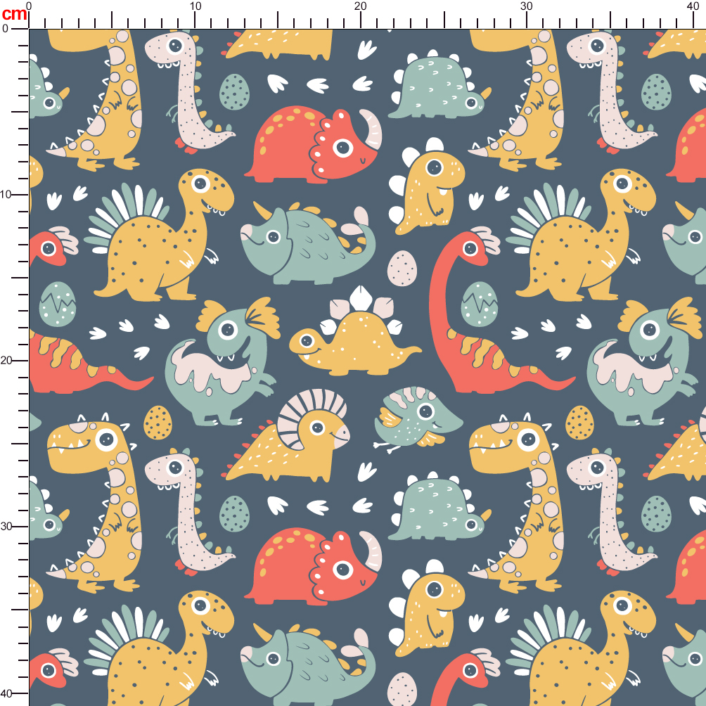 Multicolored Cartoon Dinosaurs Fabric - Custom Print Fabrics