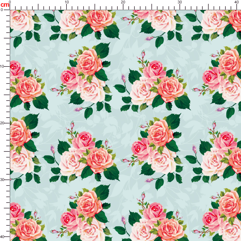 Balanced Symmetry Vintage Three Flowers Liberty Floral Print – Custom Print Fabrics