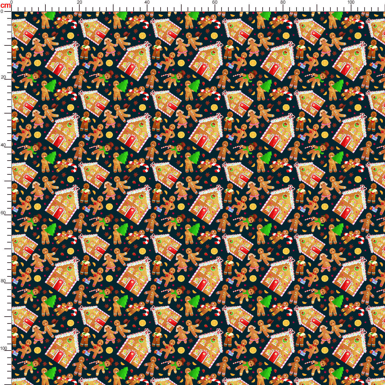 Cartoon Print Fabrics with Christmas Gingerbread House Man - Custom Repeat Designs for Every Application