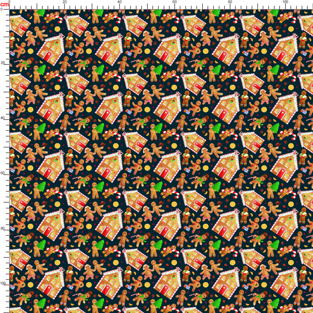 Cartoon Print Fabrics with Christmas Gingerbread House Man - Custom Repeat Designs for Every Application
