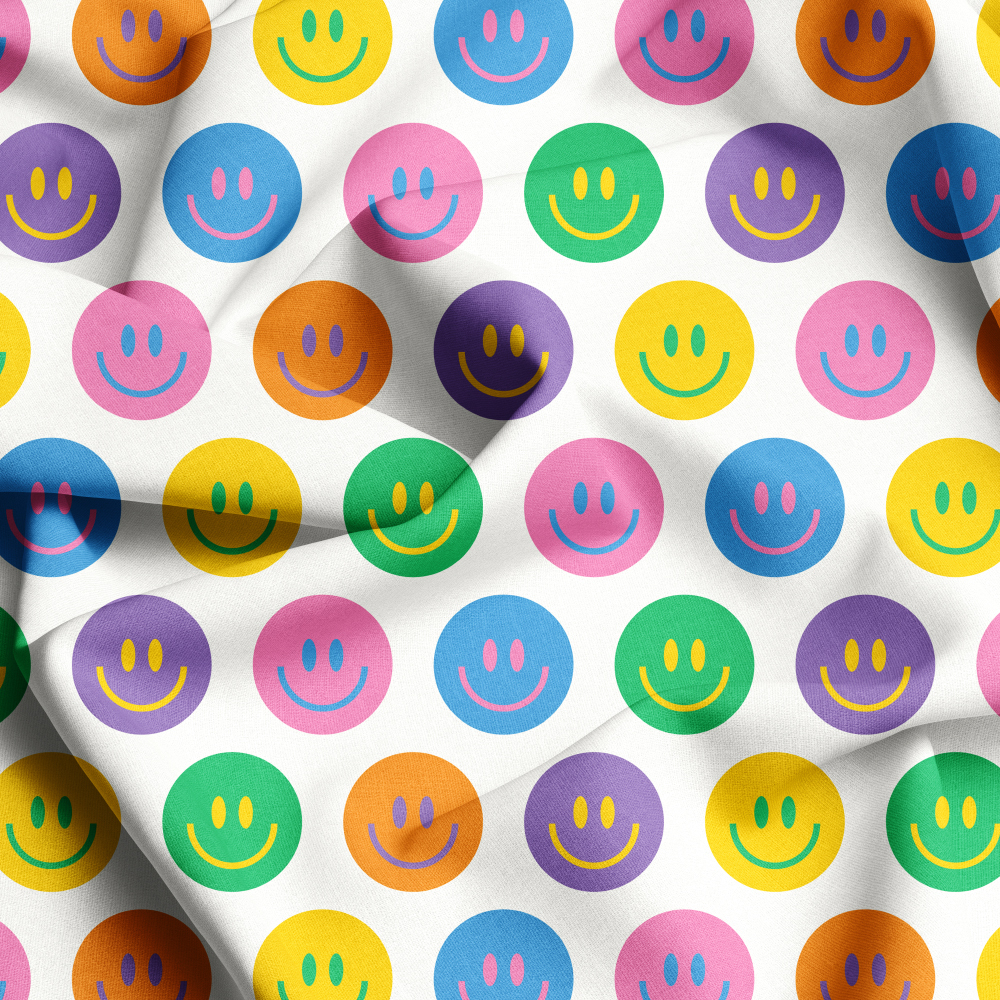 Seamless Cute Smiling Faces Pattern Custom Design Prints, Fabric Services at Prinstitch