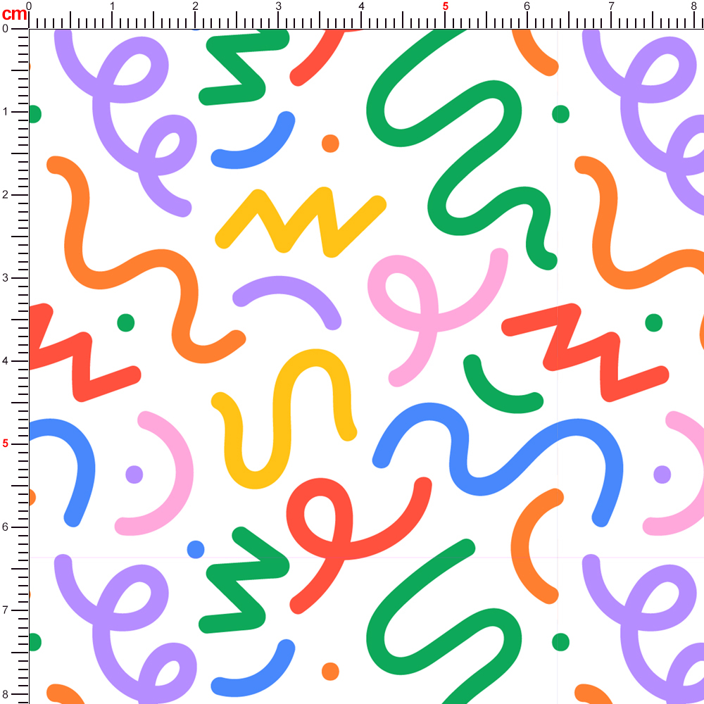 Fun Colorful Lines Doodle White Background Seamless Patterns - Custom Print Fabrics