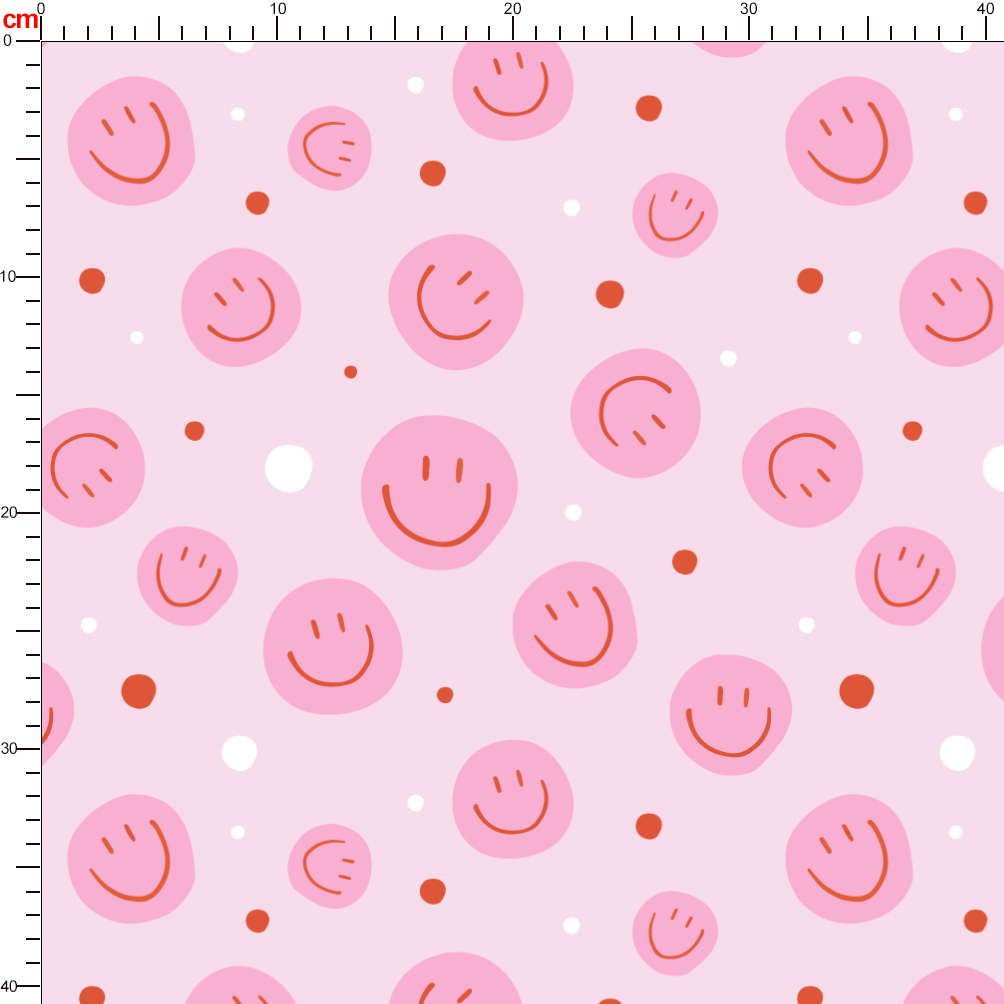 Cute And Fun Pink Smiley Seamless Pattern Fabric - Custom Fabric Printing by Prinstitch