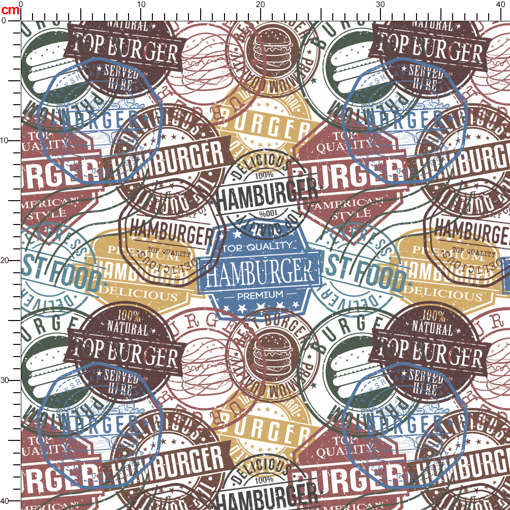Hamburger Badge Symbols Seamless Pattern - Personalized Fabric Printing