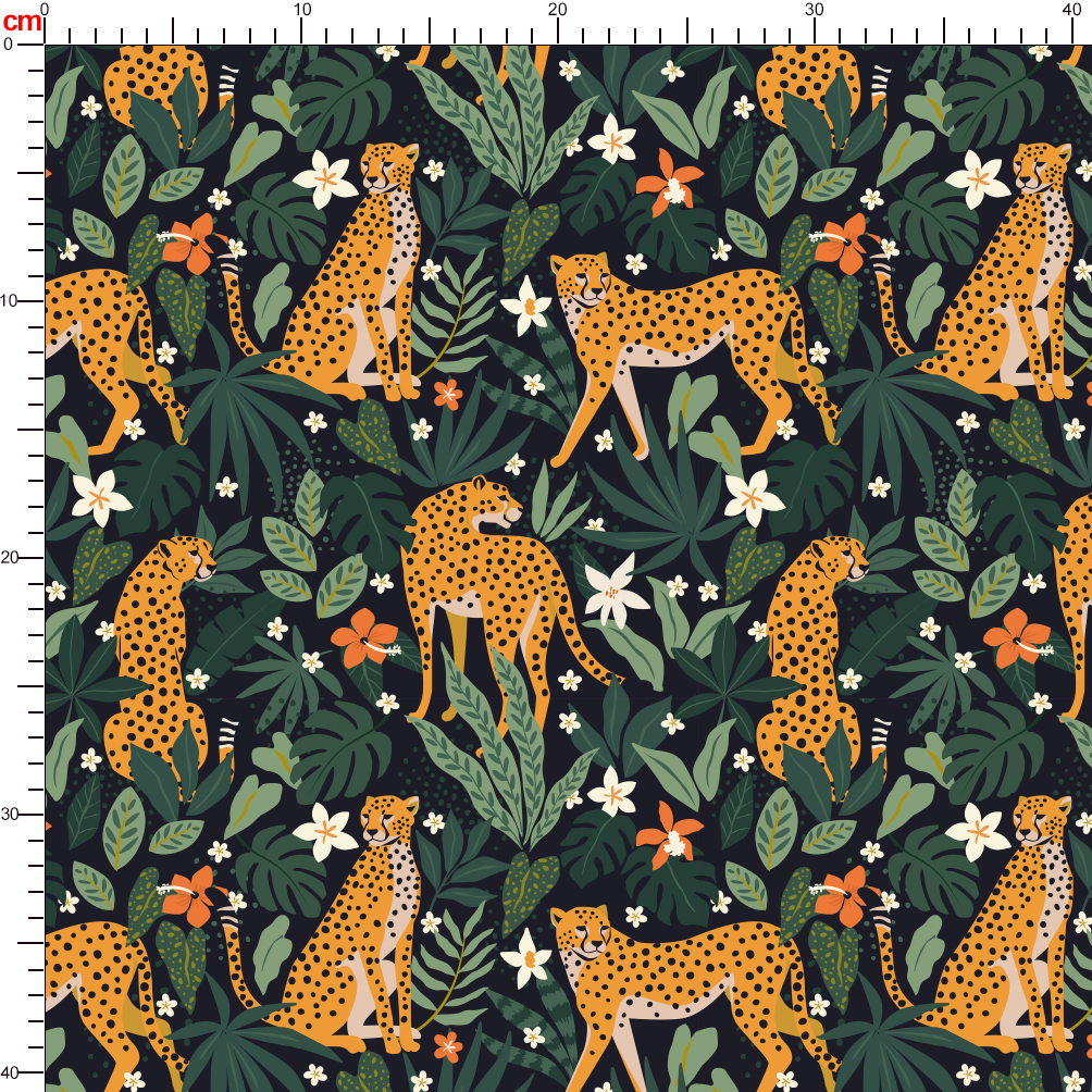 Leopards - Flowers - and Tropical Leaves Fabric | Custom Fabric Solution