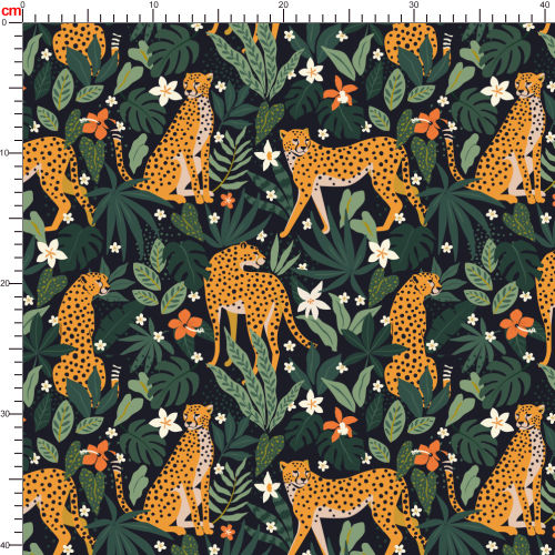 Leopards - Flowers - and Tropical Leaves Fabric | Custom Fabric Solution