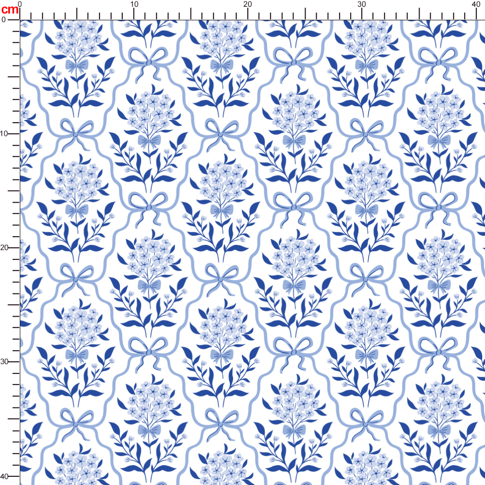 Vintage Seamless Liberty Floral Print Botanical Classic Blue Bow and Flowers Fabric Printing-Custom Printed Fabric
