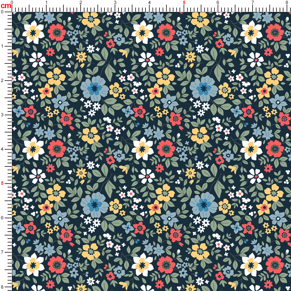 Tranquil Harmony Natural - Inspired Liberty Floral Print with Blue Flowers Fabric – Custom Print Fabrics