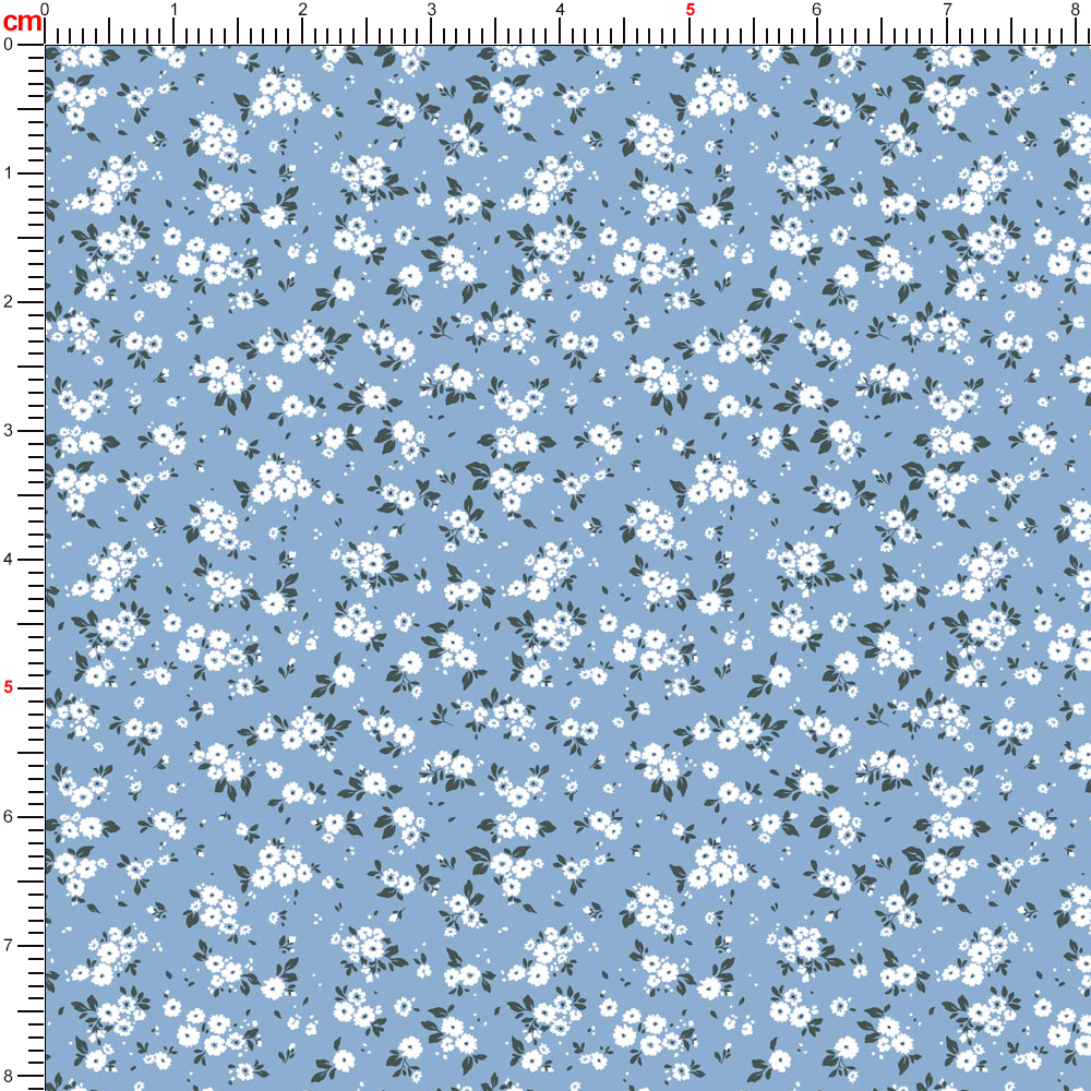 Vintage Elegant Liberty Floral Print with White Flowers on a Blue Ground – Custom Print Fabrics