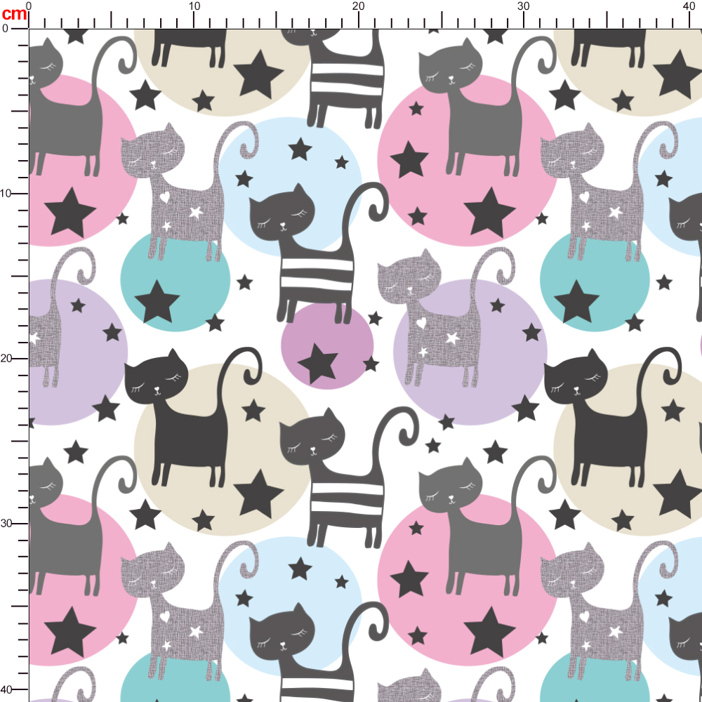 Cats - Circles and Stars Fabric | Custom Print Fabrics | Winter Holiday Designs