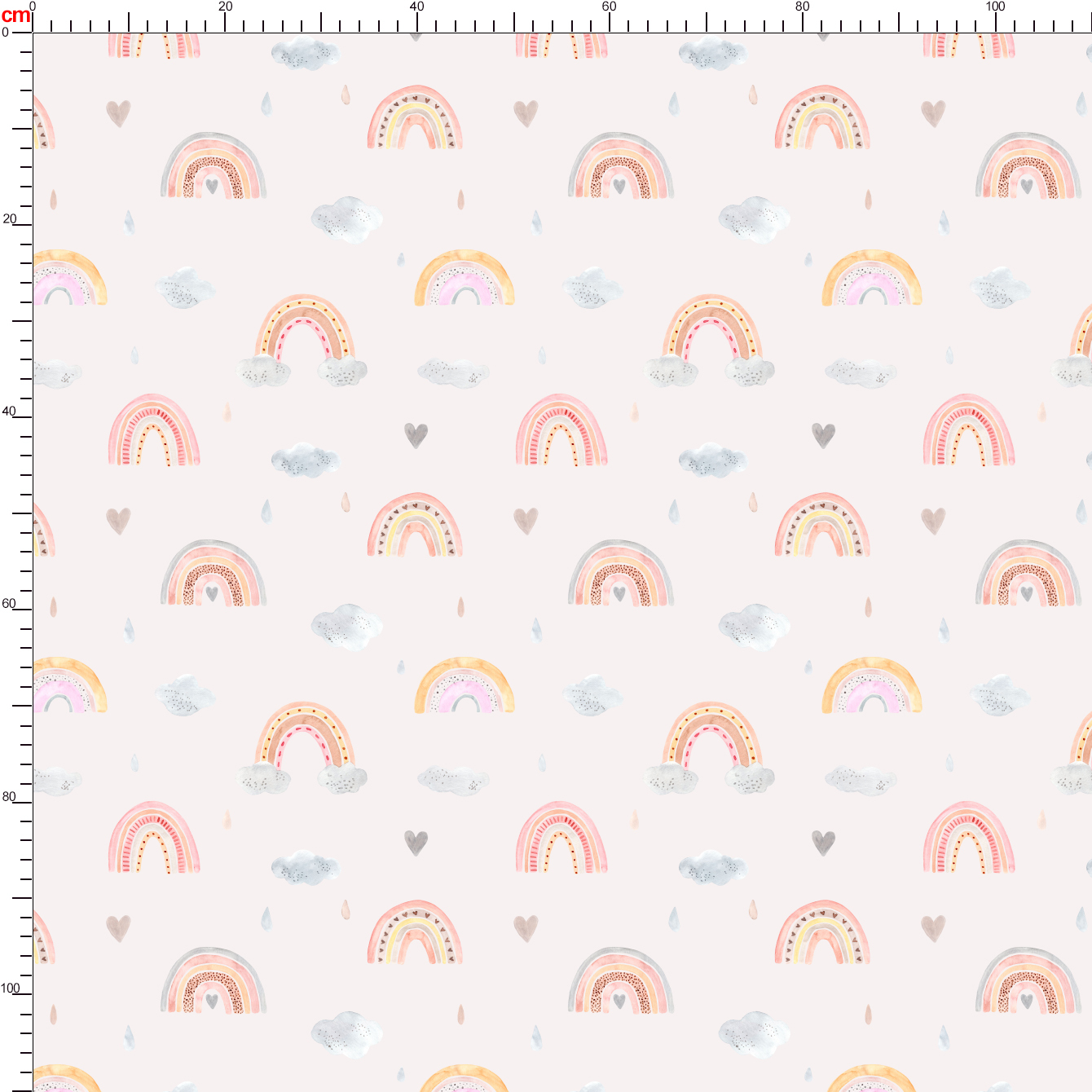 Watercolor Cute Rainbows and Cloud on Grey Background Seamless Pattern Fabric Printing - Print - on - Demand