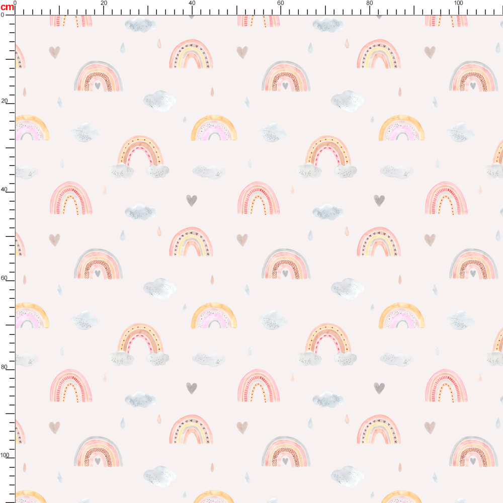 Watercolor Cute Rainbows and Cloud on Grey Background Seamless Pattern Fabric Printing - Print - on - Demand