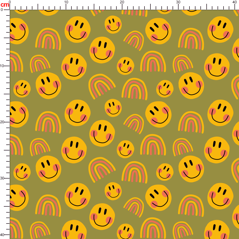 Fabric with Seamless Cute Smie Icons Pattern - Custom Fabric Solutions by Prinstitch