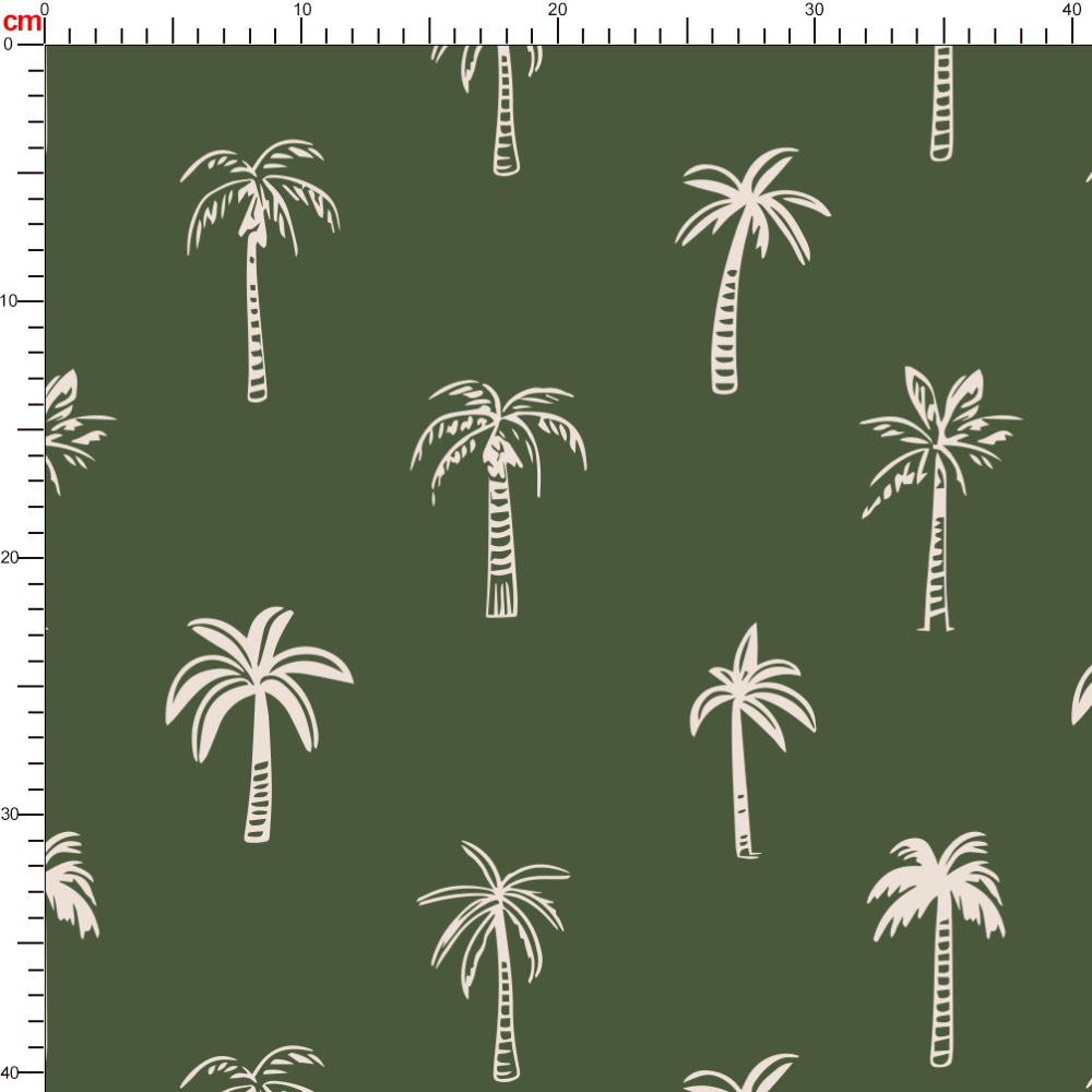 Vintage Hand Drawn Liberty Floral Fabric with Palm Tree On a Green Background – Custom Print Fabrics