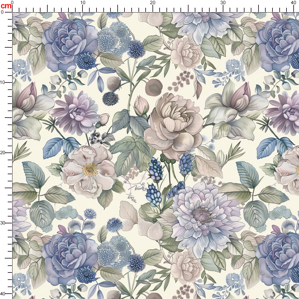 Delicate and Cool - Toned Watercolor Floral Pattern with Soft Pink and Light Purple Blooming Flowers Fabric – Custom Print Fabrics