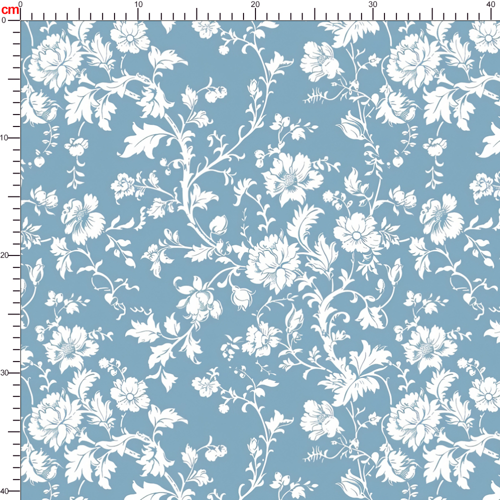 Elegant Vintage Blue and White Liberty Floral Print – Custom Print Fabrics