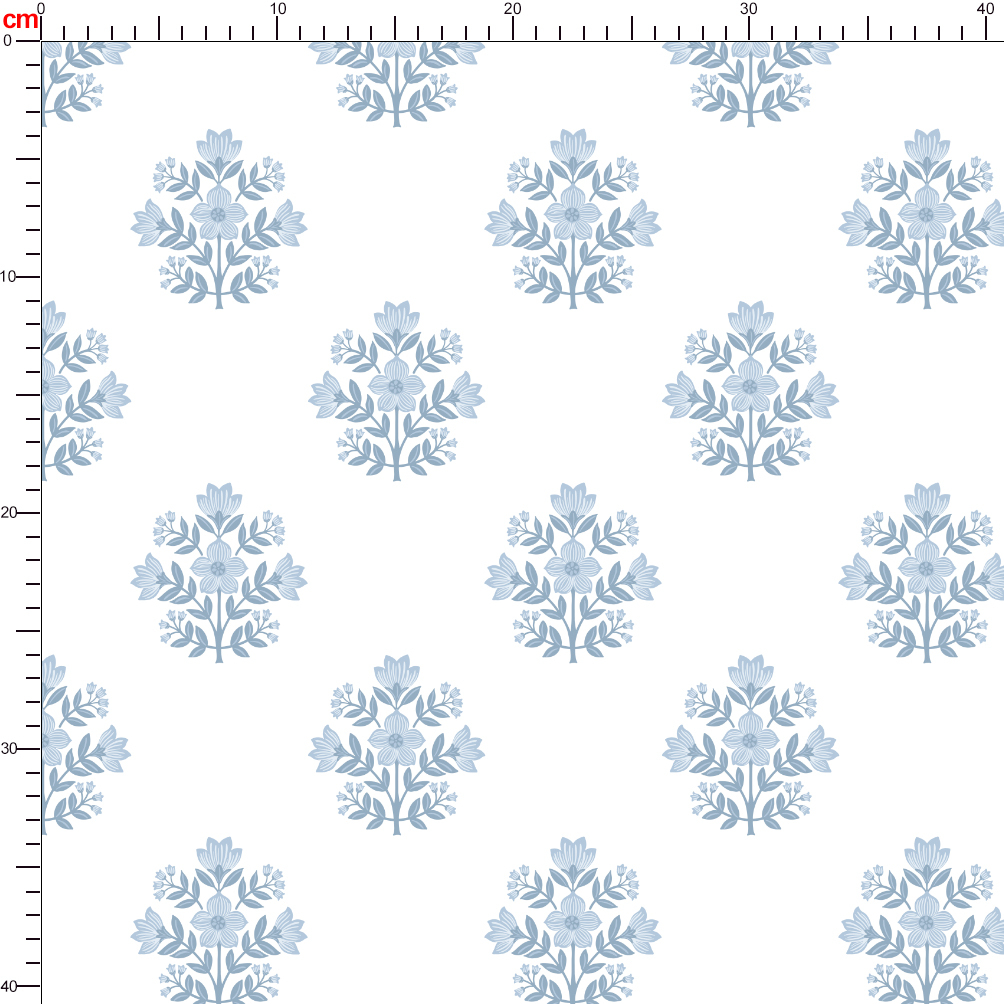 Vintage  Classic Liberty Floral Print Blue Flower Pattern Fabric Print - Custom Printed Fabric