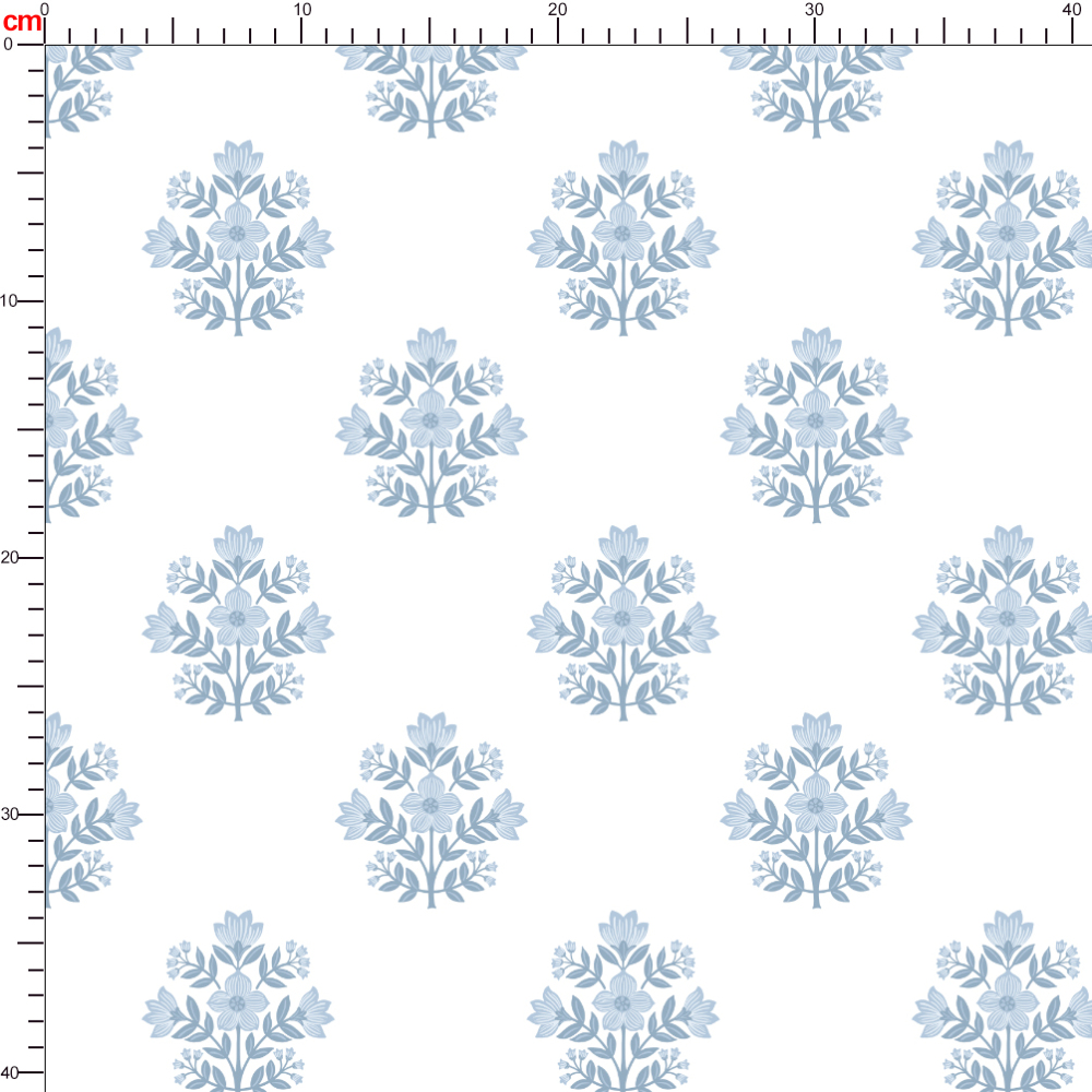 Vintage  Classic Liberty Floral Print Blue Flower Pattern Fabric Print - Custom Printed Fabric