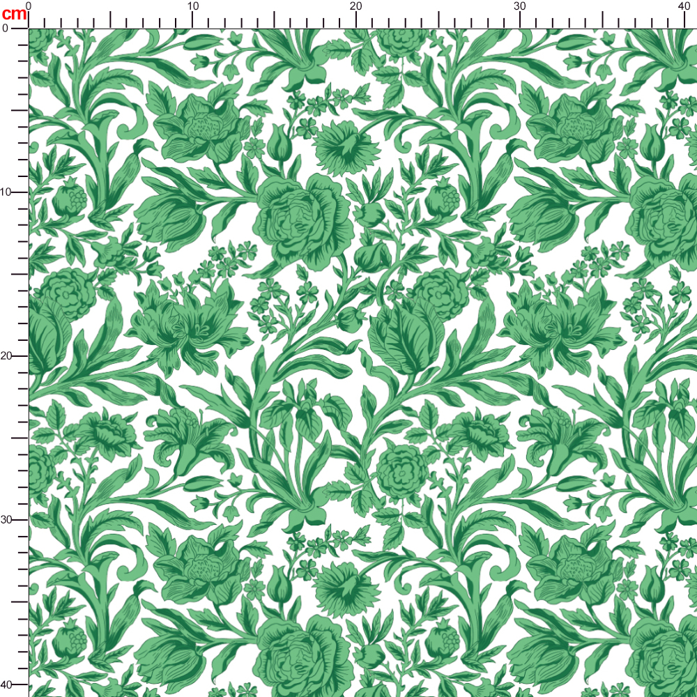 Vintage Liberty Print Nature and Romantic Green Flowers and Leaves – Custom Print Fabrics