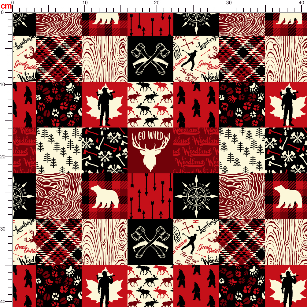 Wildlife and Lumberjack Symbols Seamless Pattern - Custom Fabric Print Choice