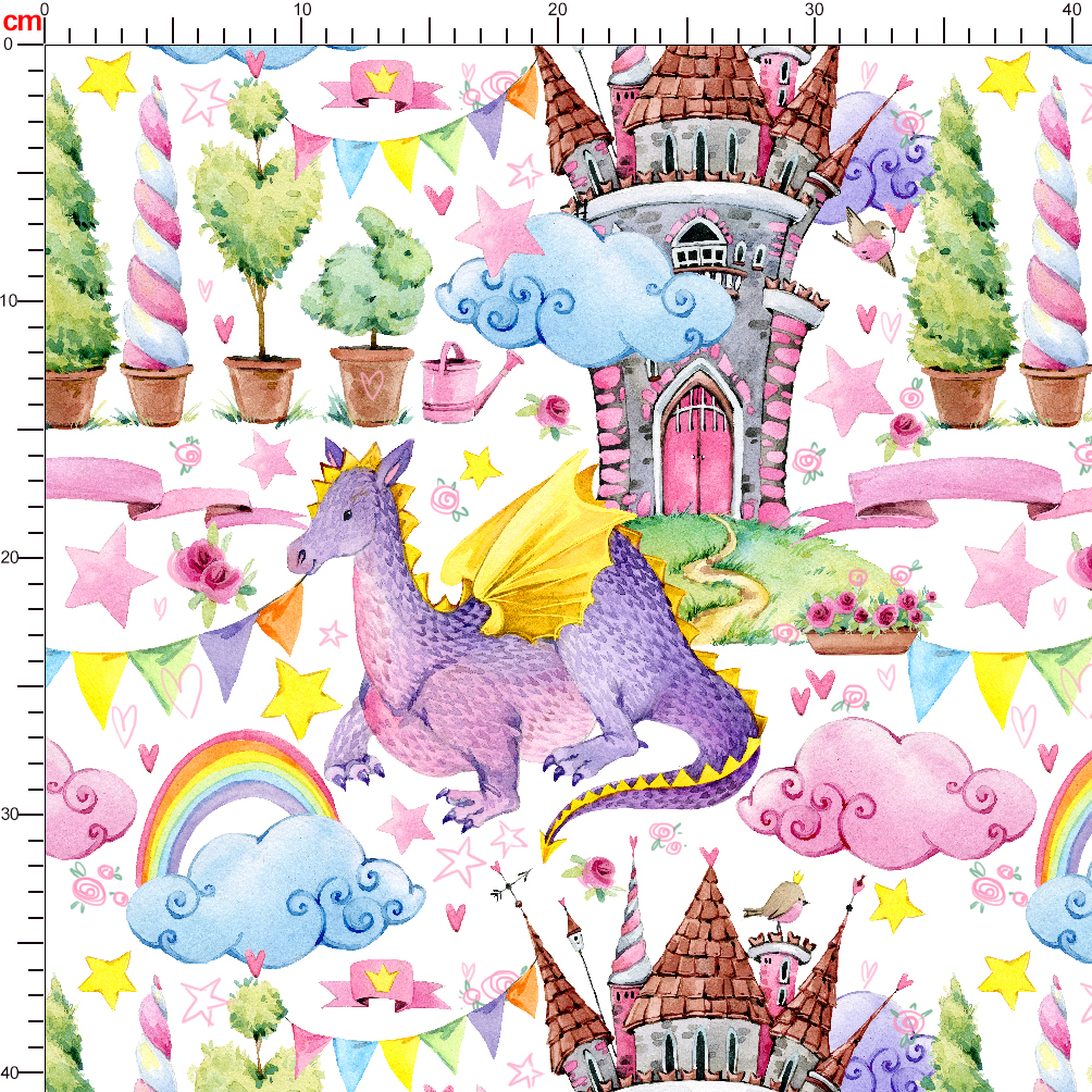 Custom Fairy Dragon and Clouds Print Fabrics - Tailored Seamless Patterns for Any Fabric Use