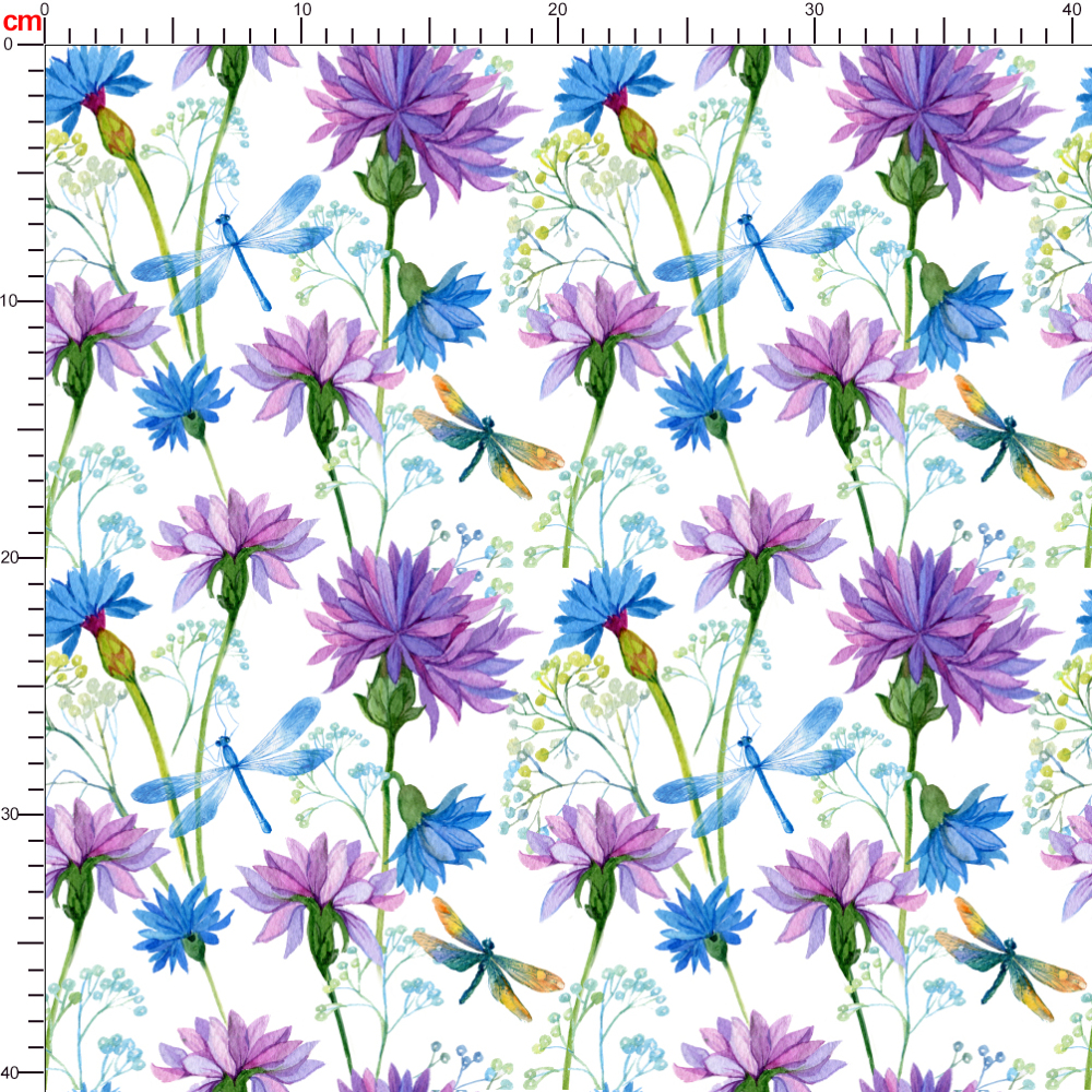 Serenity Vintage Dragonfly and Flowers Custom Liberty Floral Fabric – Custom Print Fabrics
