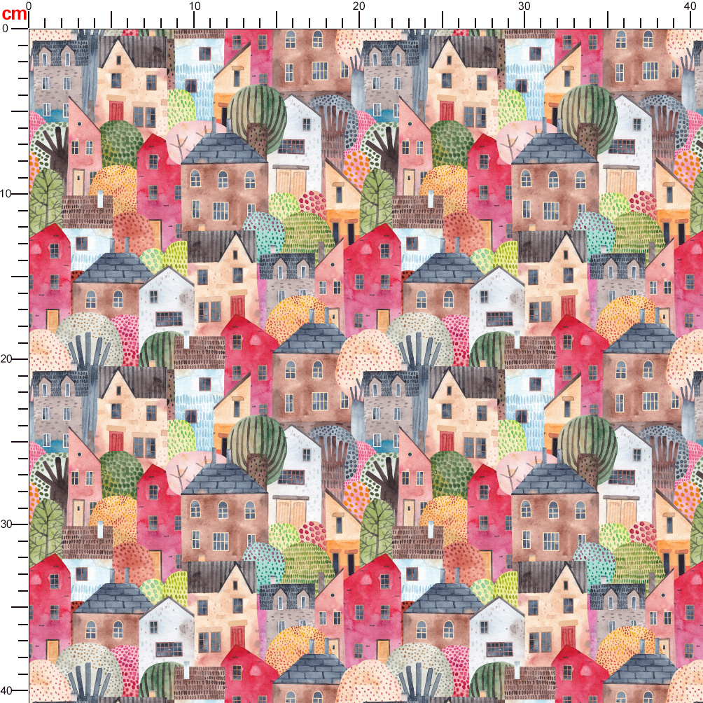 Liberty Country House Watercolor Painting Fabric - Personalized Repeat Patterns for Custom Creations
