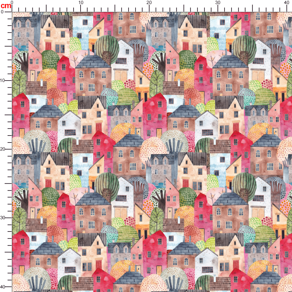 Liberty Country House Watercolor Painting Fabric - Personalized Repeat Patterns for Custom Creations