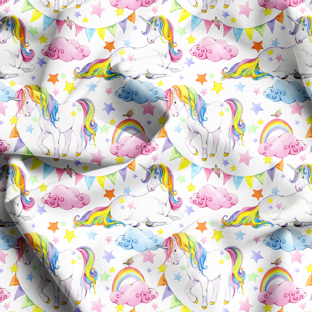 Personalized Cartoon Rainbow Unicorn Fabric Designs, High-Quality Seamless Prints