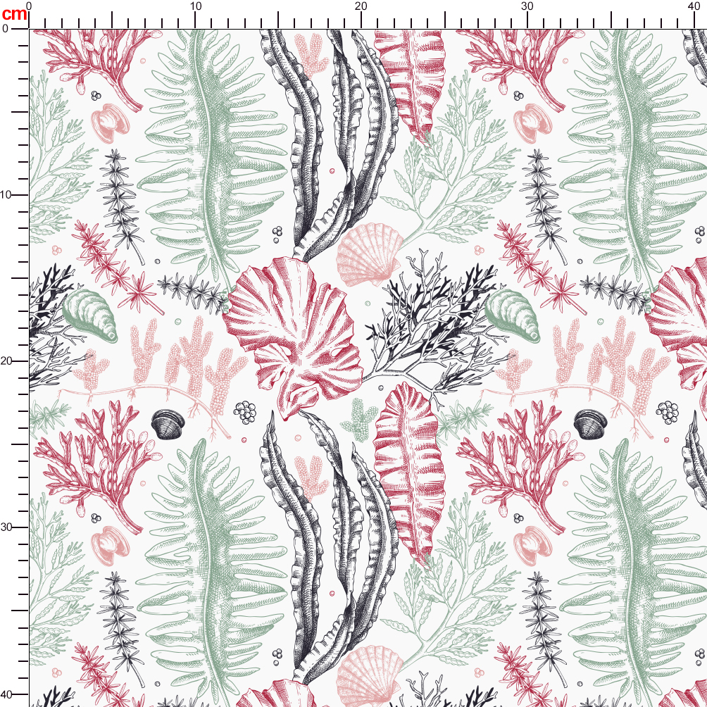 Underwater Sea Life Seaweed Seamless Pattern Hand Drawn - Custom Print Fabrics