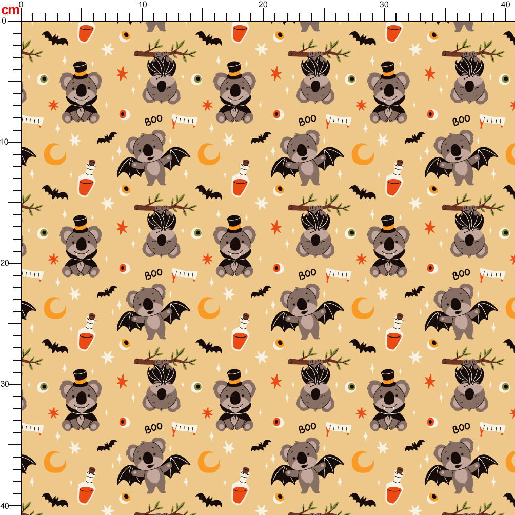 Koala Bat Stars Moon Fabric - Custom Print Fabrics