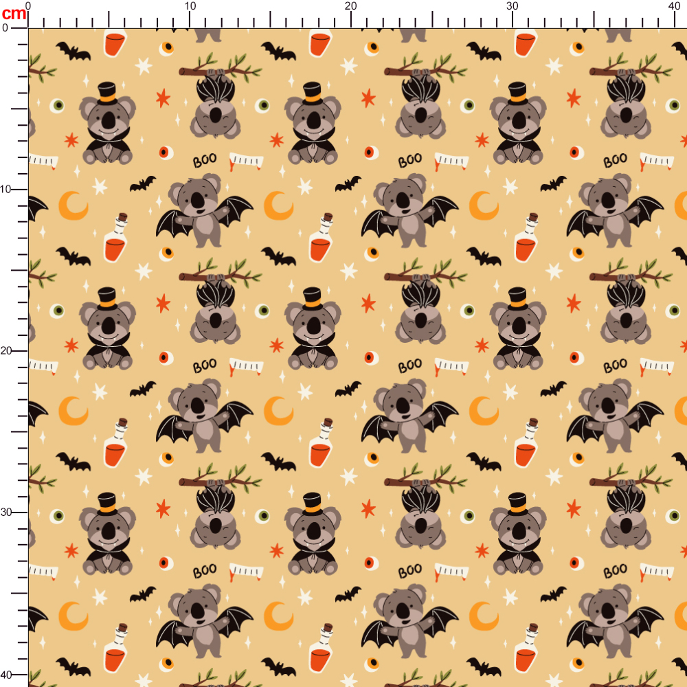 Koala Bat Stars Moon Fabric - Custom Print Fabrics