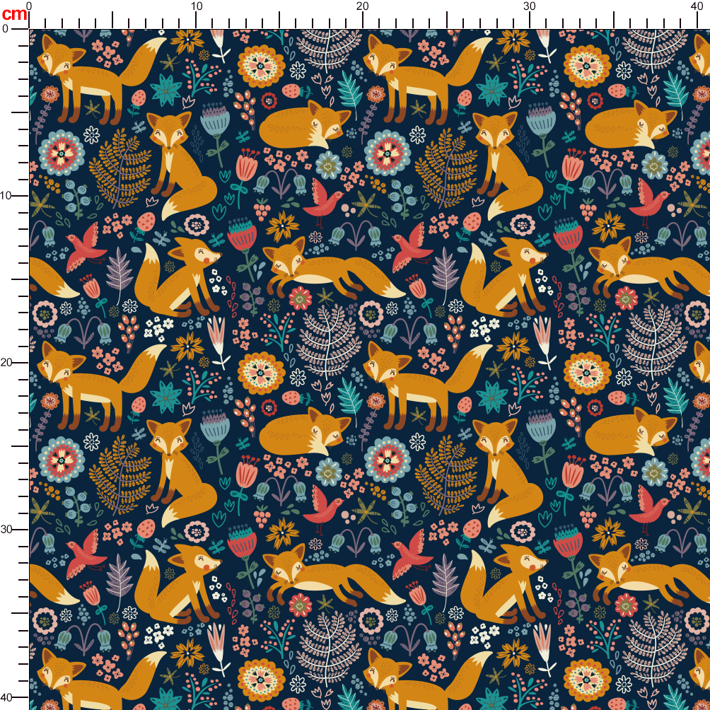 Custom Floral Fox Bird Prints – Seamless Pattern for Personalized Fabric Printing