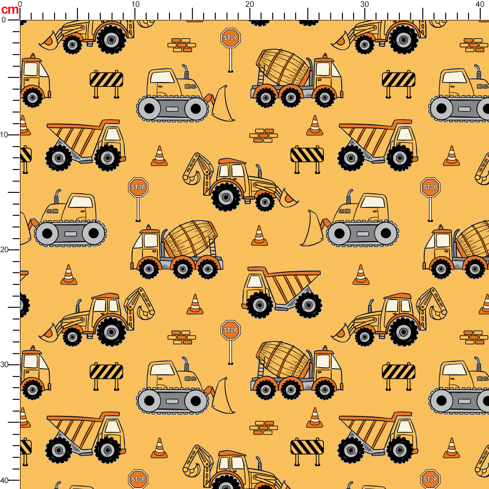 Construction Vehicles - Excavators Seamless Pattern Custom Prints - Fabric Designed for You at Prinstitch