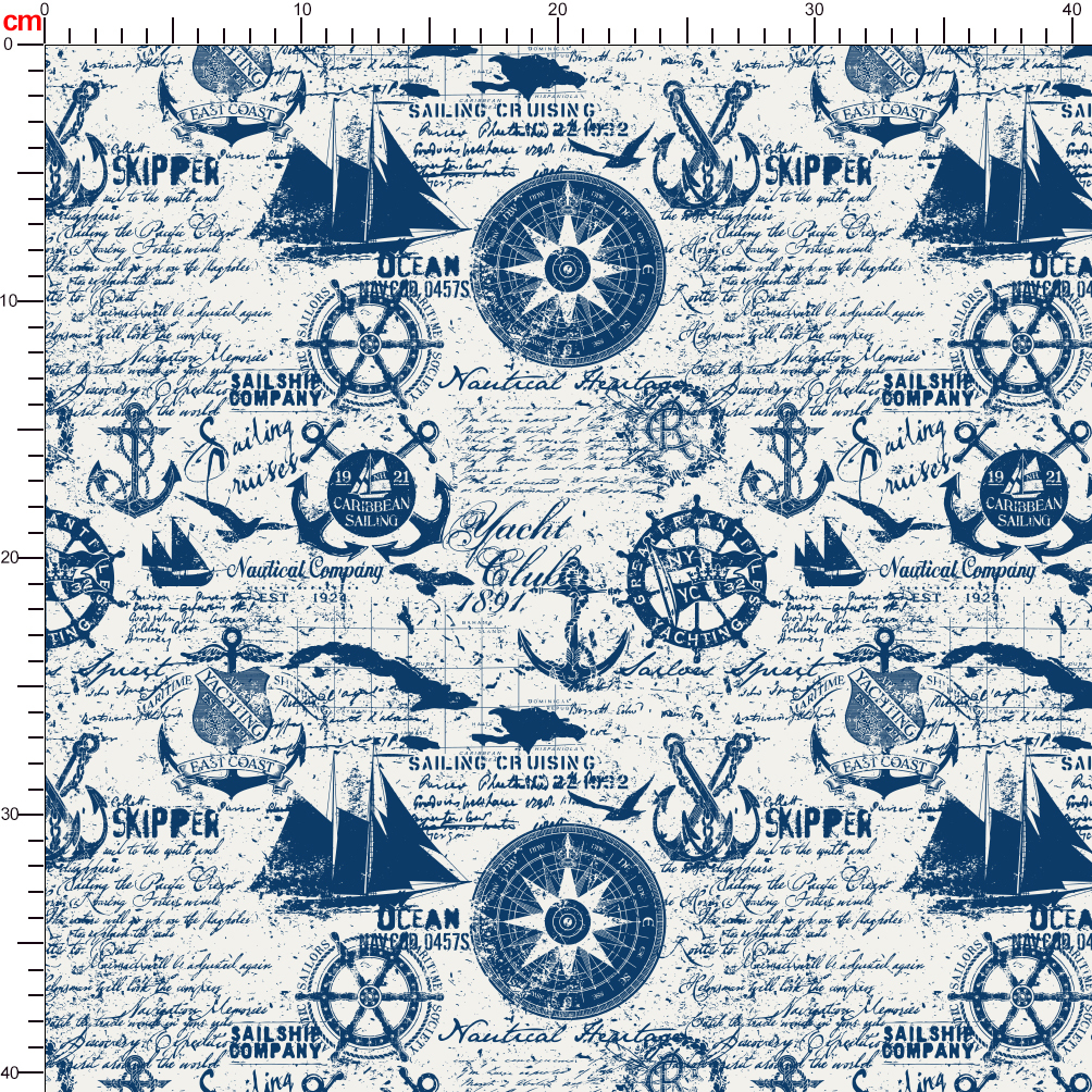 Sailing Cruises Nautical Elements Seamless Pattern Printing - Custom Fabric Solutions