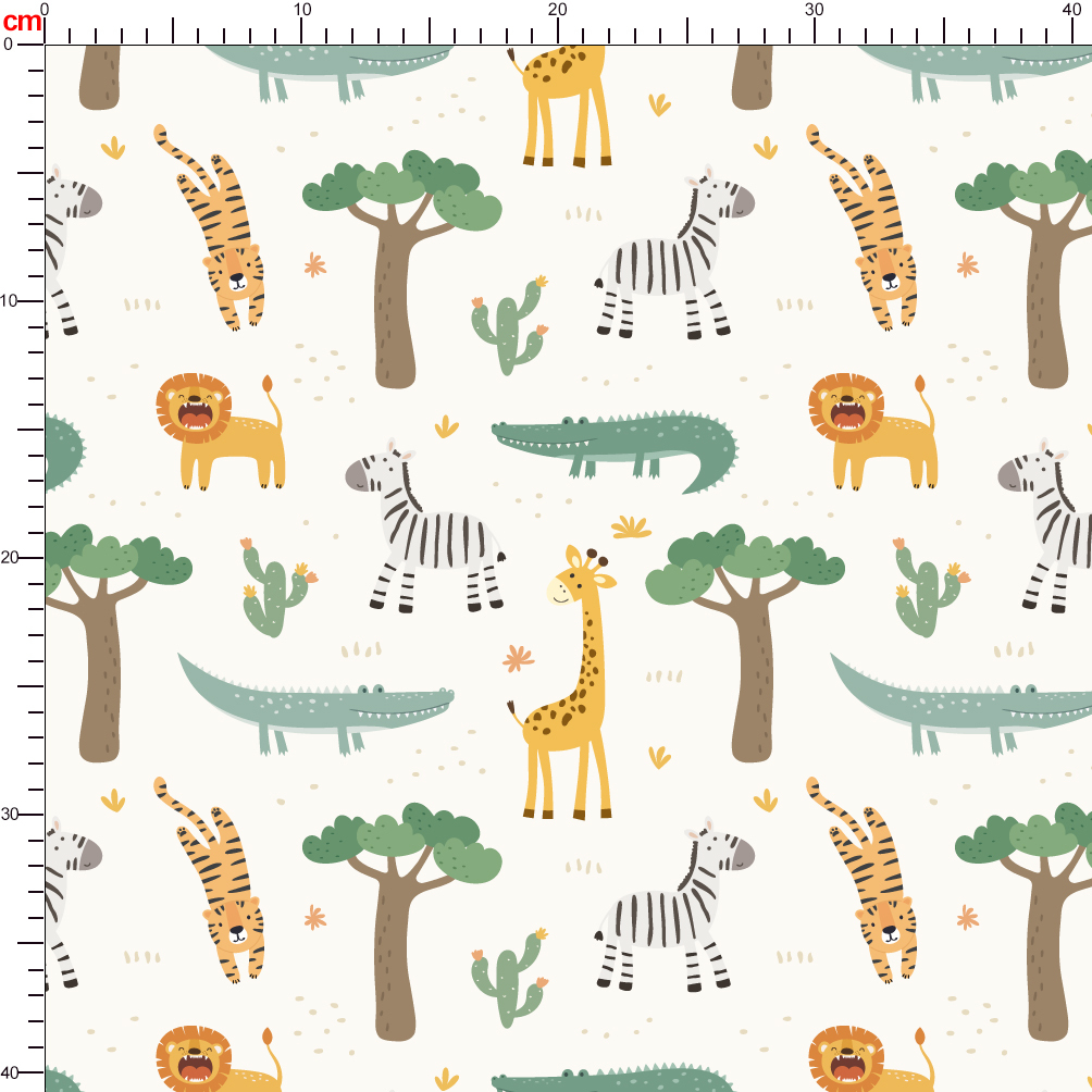 Watercolor Wildlife Lions Tigers Crocodiles Zebra Fabric - Custom Print Fabrics