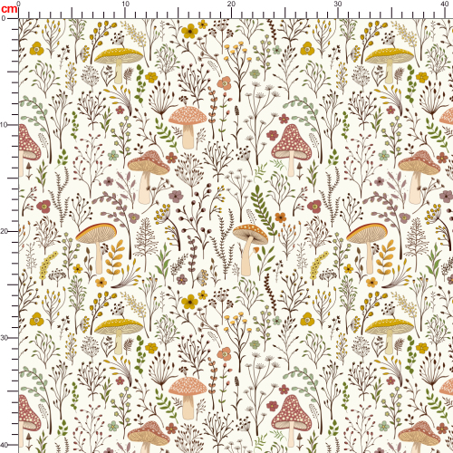 Vintage Liberty Floral Colorful Wild Plants And Cute Mushroom Seamless Pattern - Custom Print Fabrics