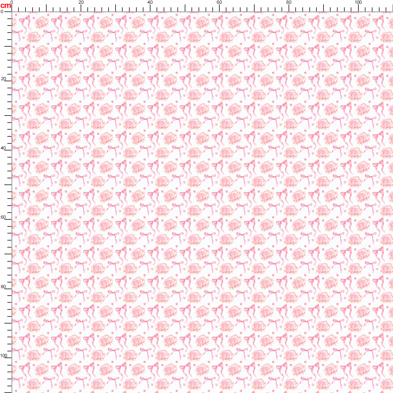 Light Red Bow and Flowers Seamless Watercolor Pattern - Custom Print Fabrics