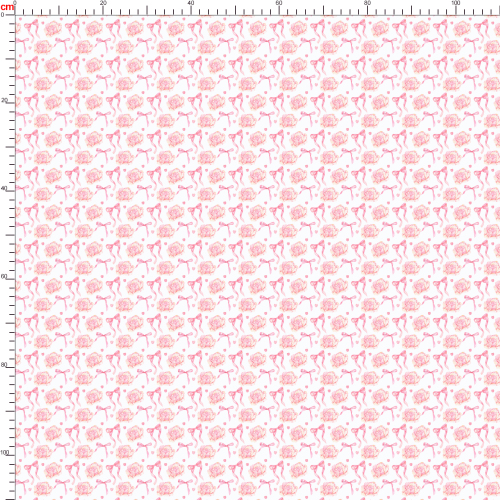 Light Red Bow and Flowers Seamless Watercolor Pattern - Custom Print Fabrics