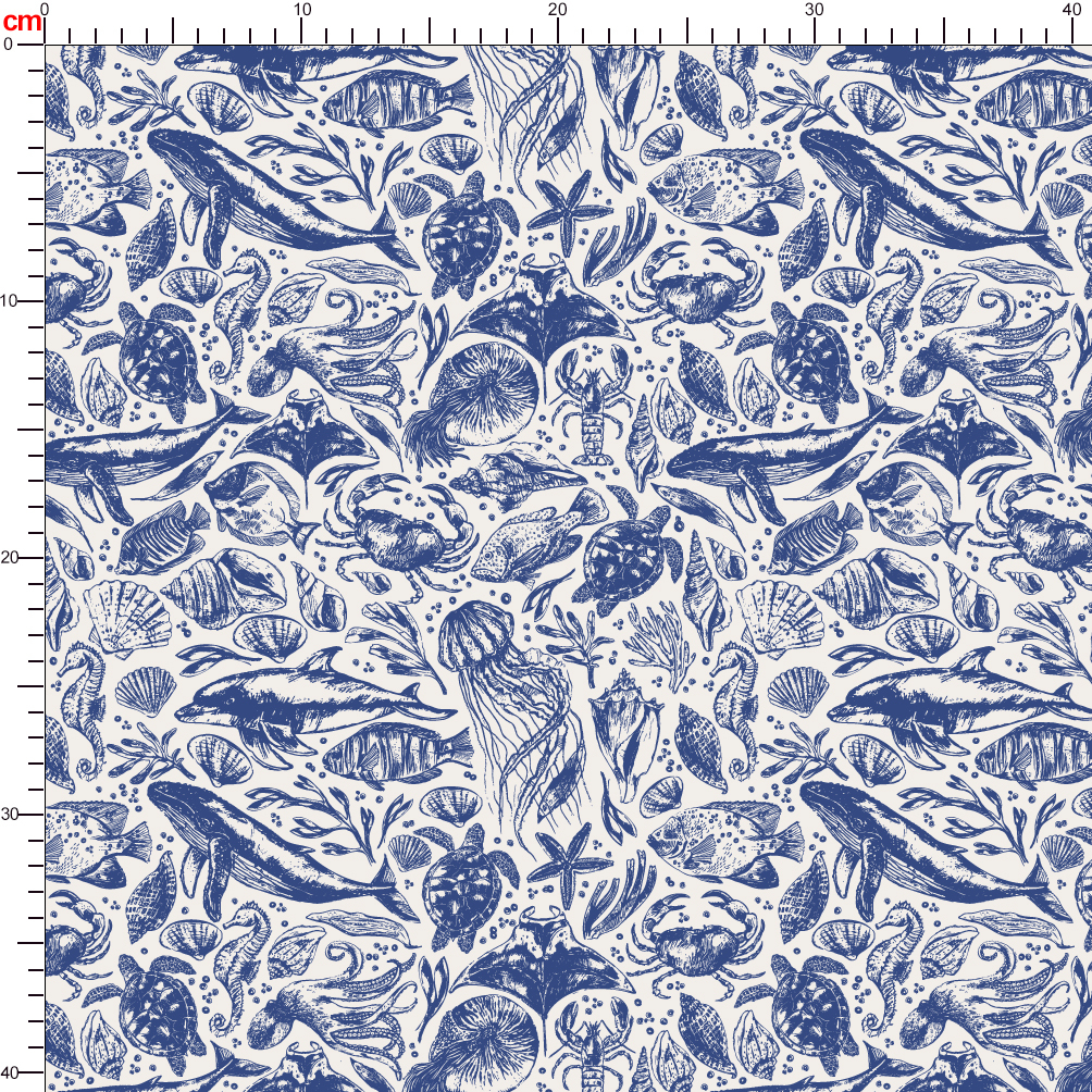 Sea Animals Seamless Pattern | Custom Print Fabrics with Whales - Dolphins & Octopuses