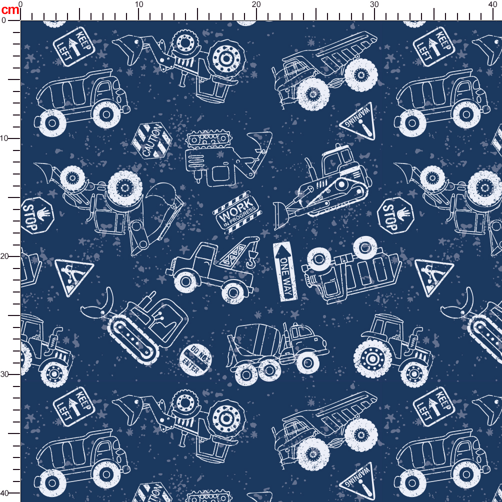 Cute Excavator - Digger  - Tractor Custom Prints- Seamless Fabric Patterns Print at Prinstitch