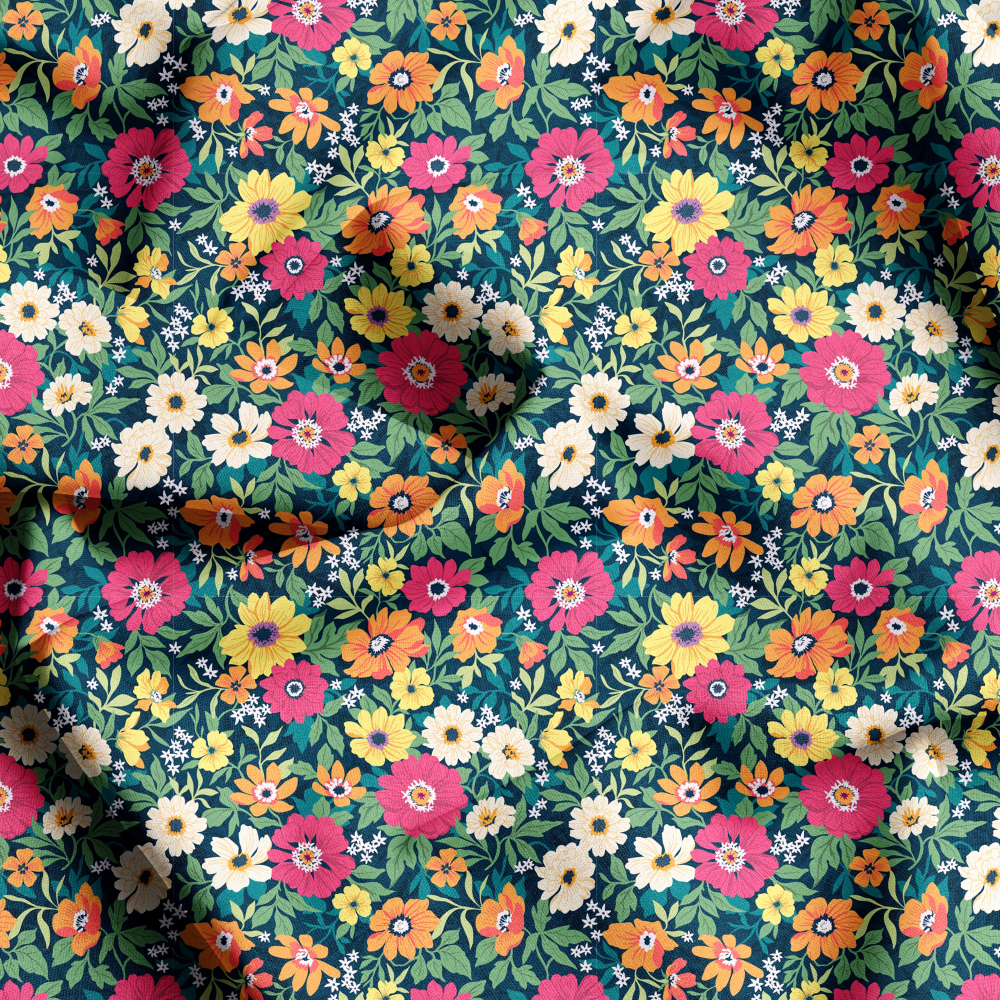 Floral Liberty Custom Fabric Prints, Seamless Design Printing at Prinstitch