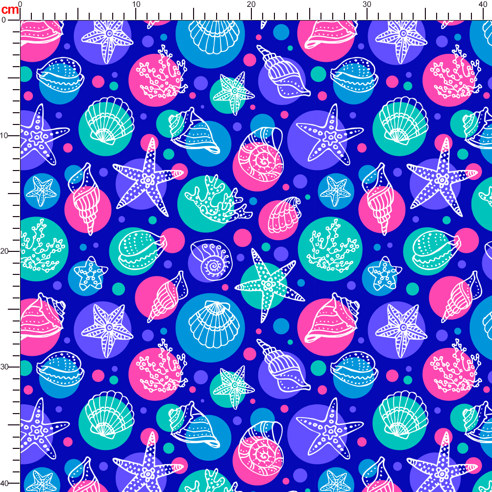 Sea Life With Seashells Corals And Starfishes - Custom Print Fabrics