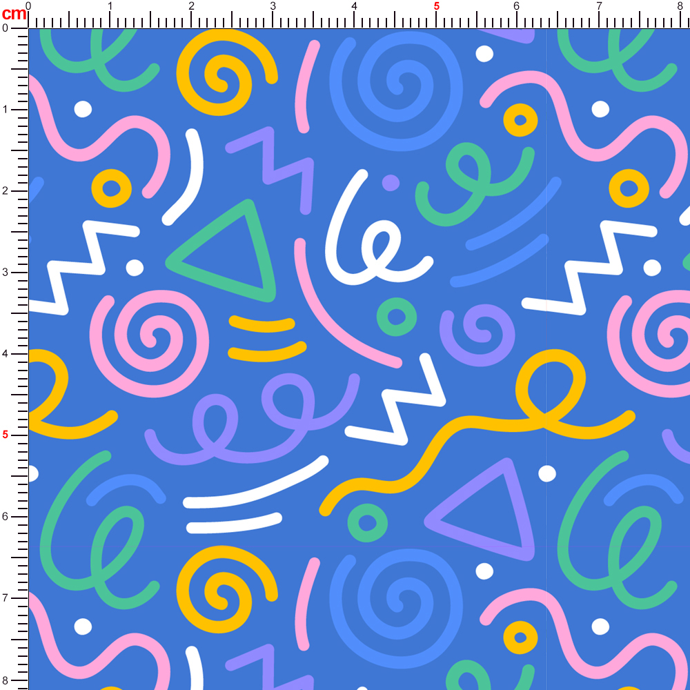 Blue Background Fun Colorful Lines Doodled Creative Seamless Patterns - Custom Print Fabrics